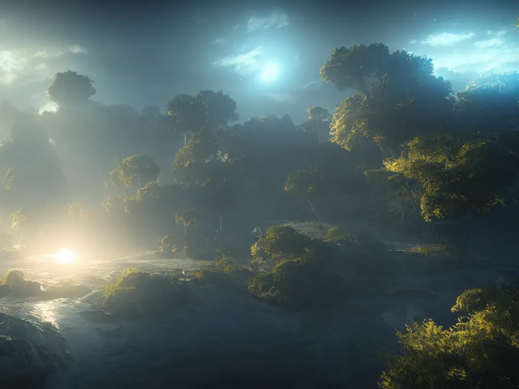 Image similar to the world before born, artstation, volumetric light, high detail, reflections, perfect, concept art, hdr, 4 k