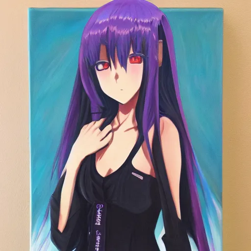 Image similar to y 2 k anime girl, oil on canvas