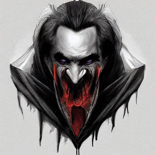 Image similar to “Dracula, close up. Lighting from behind, detailed, trending on artstation”