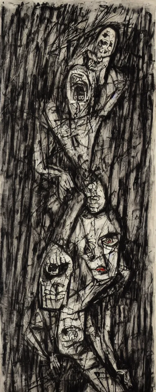 Prompt: alone in darkness, by bernard buffet and stephen gammell and emil nolde, 8 k, trending on artstation
