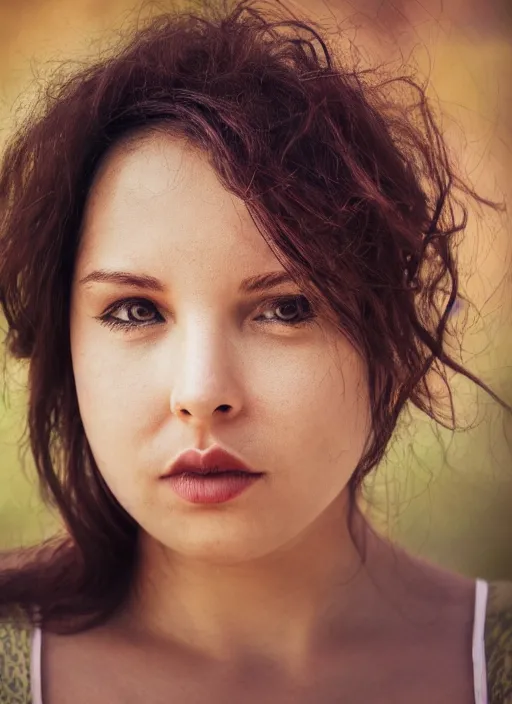 Image similar to portrait of a very beautiful!!!! curvy woman! symmetric face, petzval lens. featured on flickr, art photography. sharp eyes
