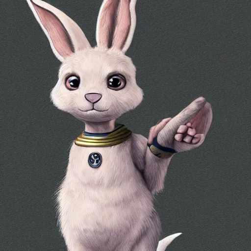 Image similar to starship captain anthro rabbit fursona, photo realism