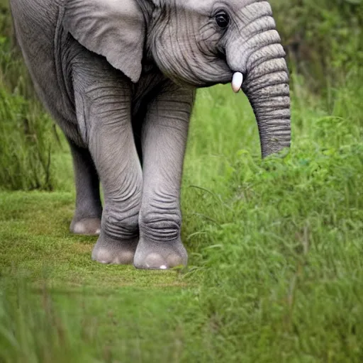 Prompt: a half cat half elephant, wildlife photography