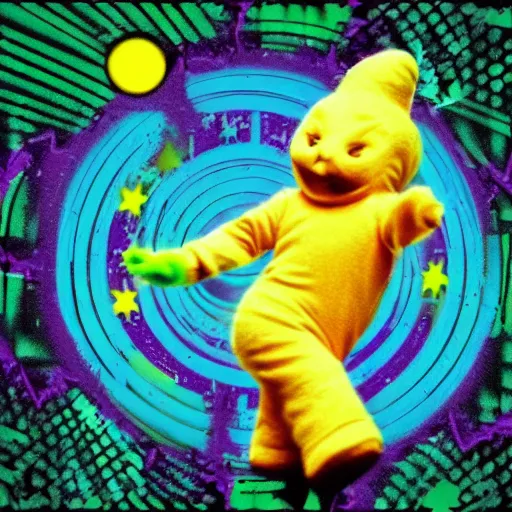 Image similar to Teletubbie Tabby cat acidwave