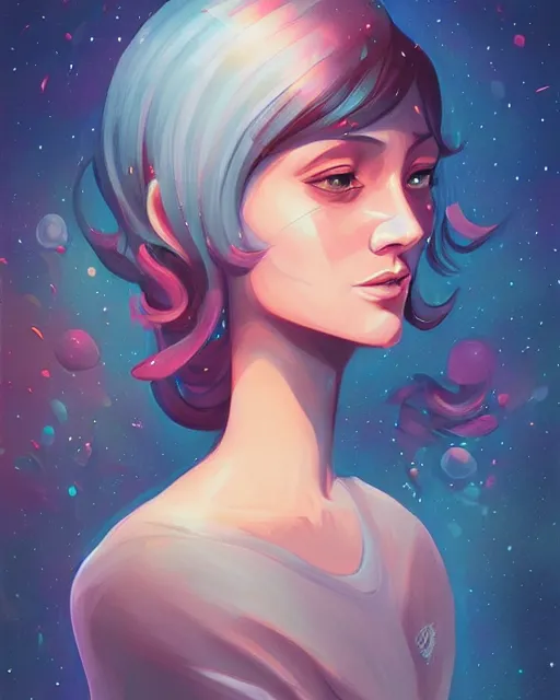 Image similar to beneath the stars, portrait, loish, lois van baarle, android jones and rhads, digital art