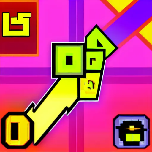 Prompt: Geometry Dash digital descent