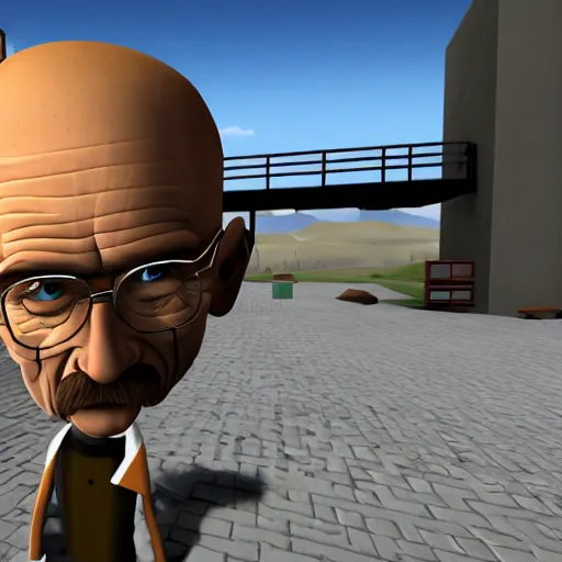 Image similar to Walter White in garry's mod game chasing from NEXTBOT, video, screenshot