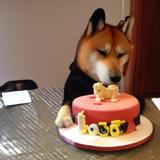 Image similar to a shiba inu as a birthday cake