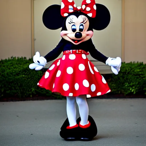 Prompt: mickey mouse dresses up as minnie mouse