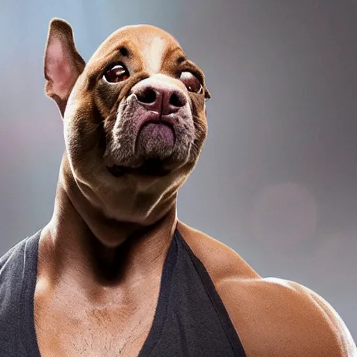 Prompt: dwayne the rock johnson as a dog