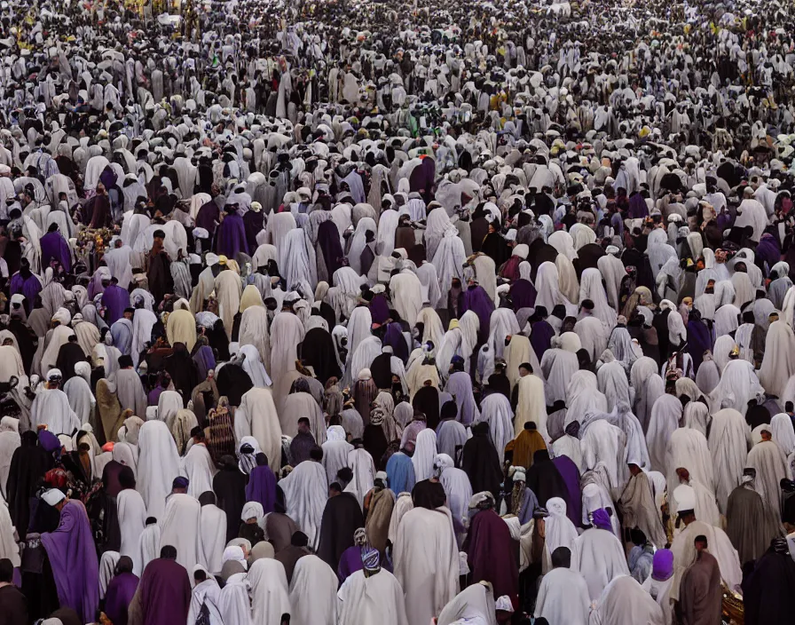 Prompt: thanos among pilgrim in mecca hajj season, photo real, Eastman EXR 50D 5245/7245