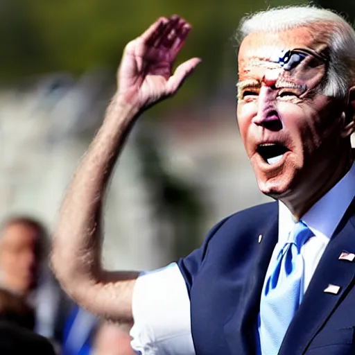 Image similar to Joe Biden with an unnervingly large mouth