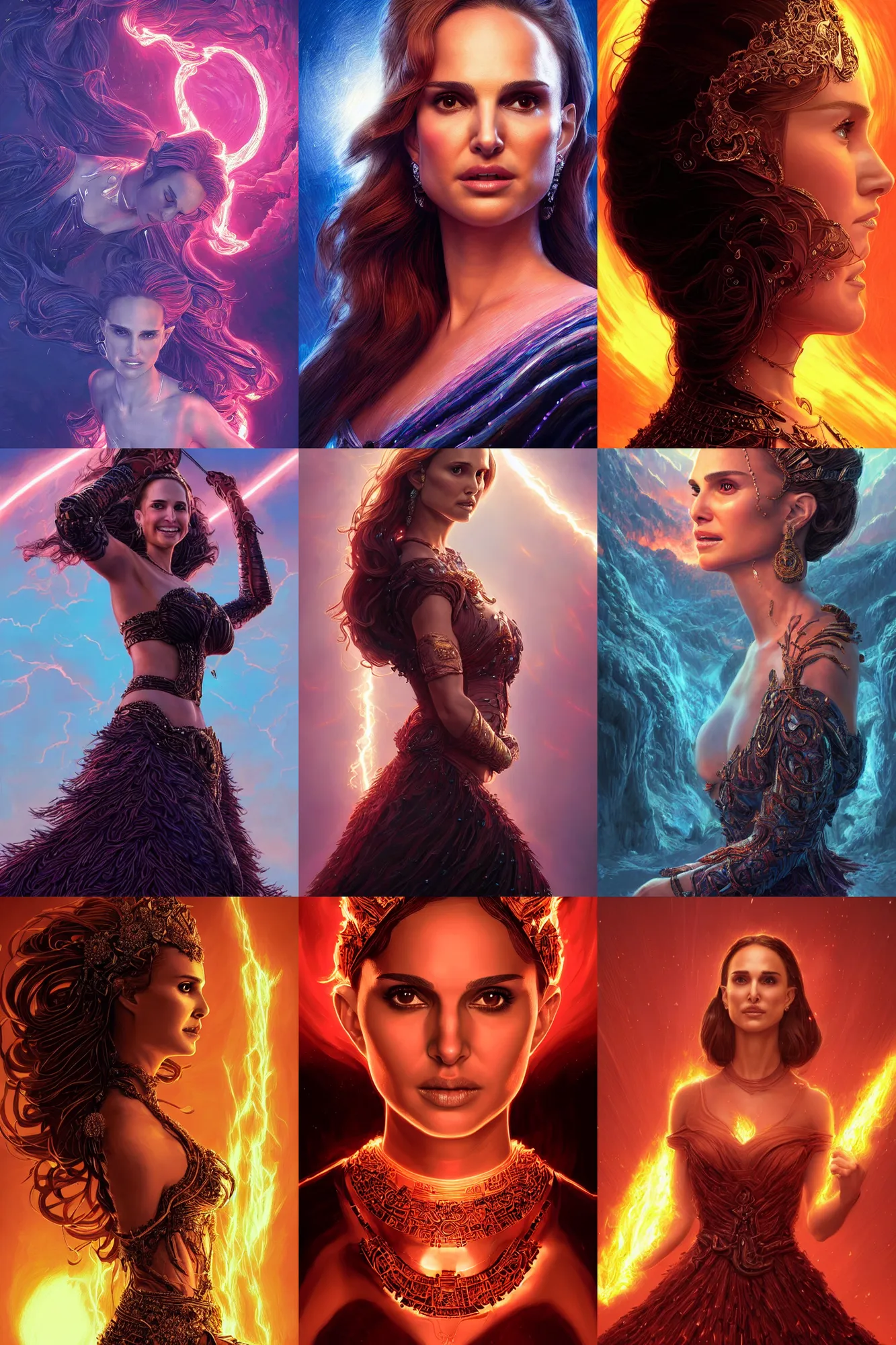 Prompt: professional portrait drawing, beautiful natalie portman as lava goddess, intricate, epic lighting, cinematic composition, hyper realistic, 8k resolution, unreal engine 5, by Artgerm, tooth wu, dan mumford, beeple, wlop, rossdraws, James Jean, Andrei Riabovitchev, Marc Simonetti, yoshitaka Amano, Artstation