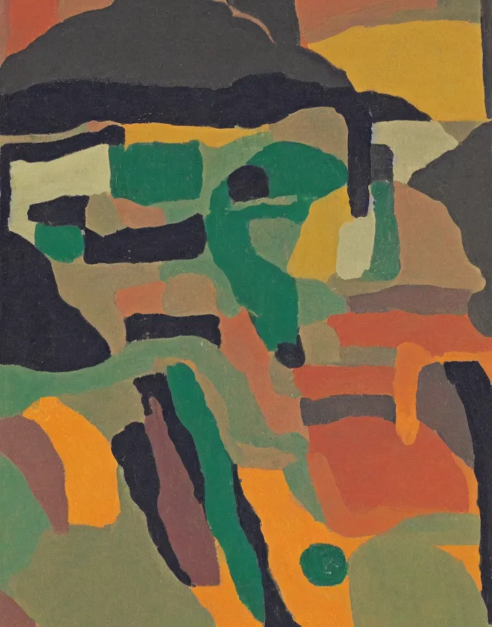 Prompt: a portrait of a character in a scenic environment by Etel Adnan