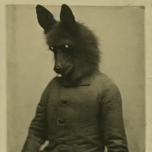 Prompt: a creepy photograph of a furry from the early 1 9 th century