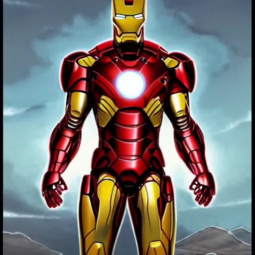 Image similar to iron man, art by bob ross