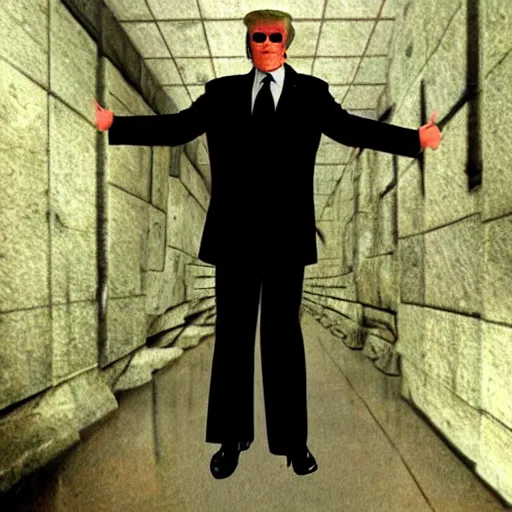 Prompt: donald trump as neo in the matrix