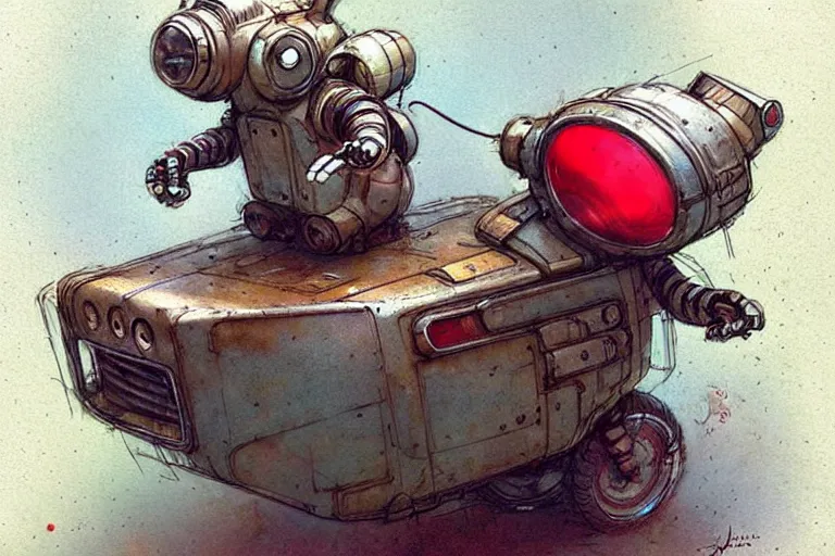 Image similar to adventurer ( ( ( ( ( 1 9 5 0 s retro future robot mouse explorer vehical. muted colors. ) ) ) ) ) by jean baptiste monge!!!!!!!!!!!!!!!!!!!!!!!!! chrome red