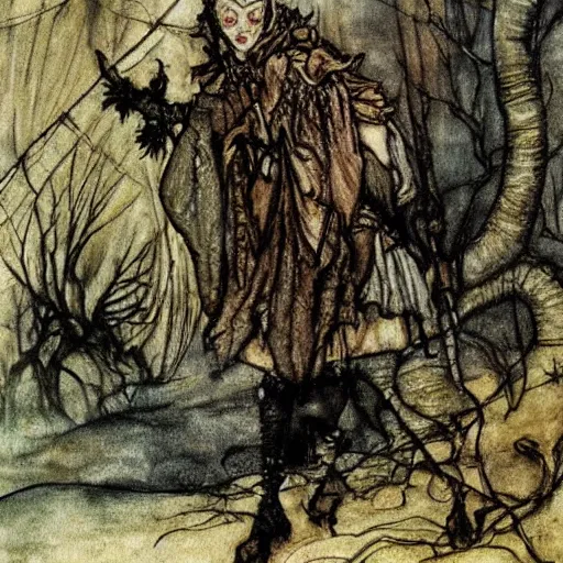 Prompt: painting in style of Arthur Rackham