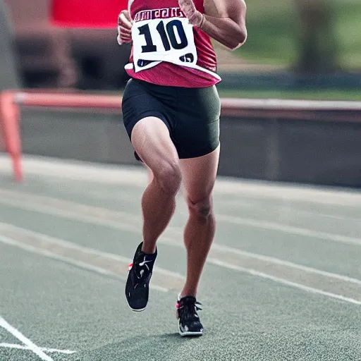Prompt: track athlete running in an east stroudsburg university uniform, high detail, ultra realistic