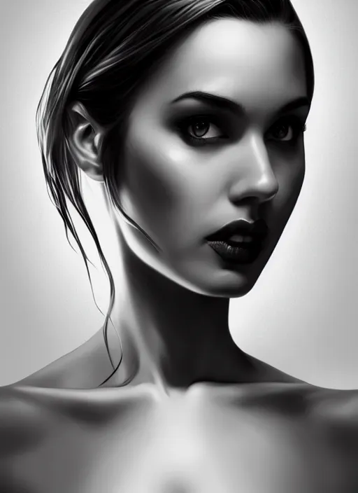 Image similar to full body portrait of a beautiful woman in black and white, photorealistic, art by diego fazio and diegoKoi and artgerm, concept art, hyper sharp focus, 8k highly detailed