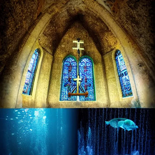 Image similar to underwater church photograph