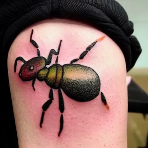 Prompt: mini tattoo of an ant highly realistic