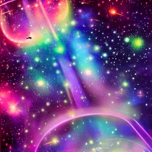 Image similar to traveling through stardust hyperspace. full color