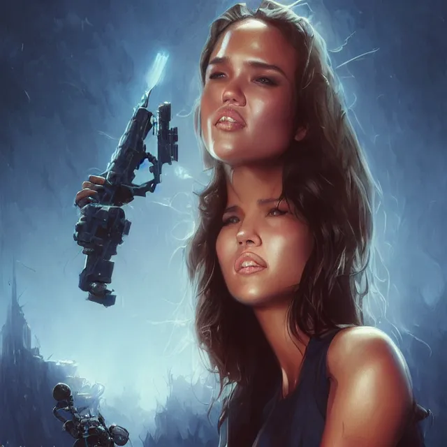 Image similar to the thing jessica alba john carpenter by stanley artgerm lau, wlop, rossdraws, frank frazetta, andrei riabovitchev, marc simonetti