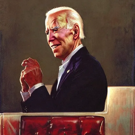 Image similar to joe biden ascendant, by j. c. leyendecker and beksinski