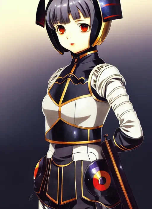 Image similar to ilya kuvshinov, anime female knight in armor by, last exile, murata range, fine detail, perfect, dramatic lighting, dynamic composition, art deco, cel shading, vivid, rich texture, alphonse mucha, ( ( ( colorful ) ) ), ( ( ( yoshinari yoh ) ) ), loish, takashi murakami