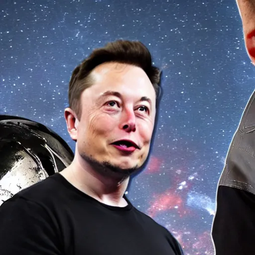 Image similar to elon musk hanging out with aliens