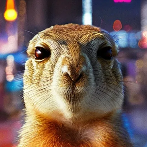 Prompt: the coolest prairie dog in the world, pixar animation, cyberpunk