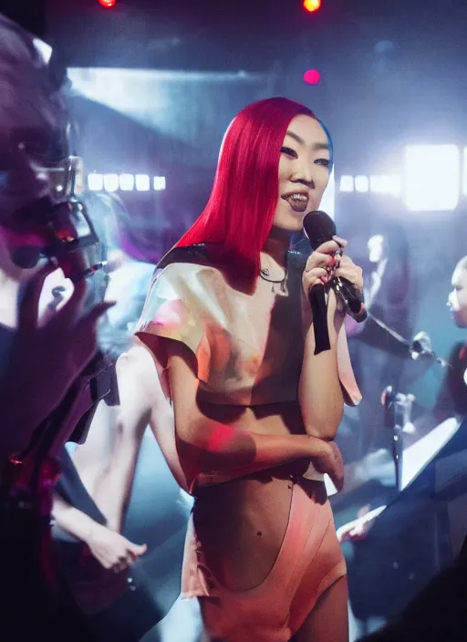 Image similar to rina sawayama winning a grammy award, red weapon 8 k s 3 5, cooke anamorphic / i lenses, highly detailed, cinematic lighting