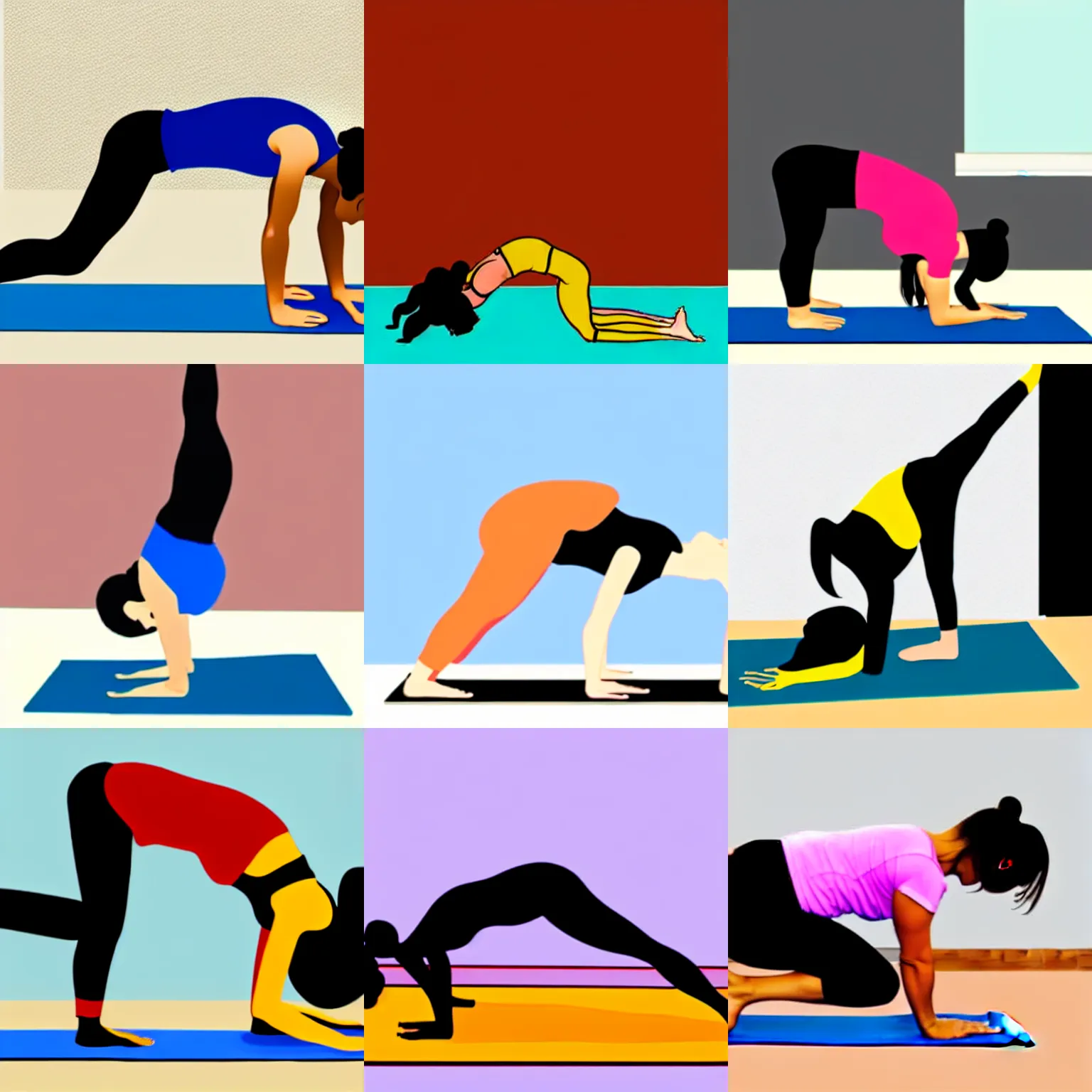 yoga down dog position, illustration