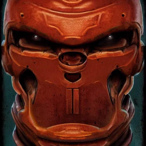 Image similar to portrait of doomguy from game doom, highly detailed, 8 k render centered, digital painting