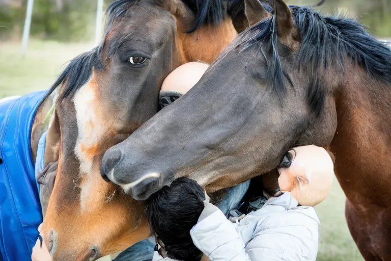 Image similar to horse hugging an astronaut