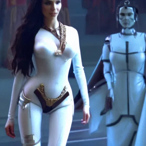 Image similar to victoria justice with kim kardashian body as princess padme in star wars episode 3, 8 k resolution, cinematic lighting, anatomically correct