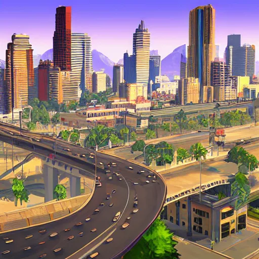 Image similar to gta v city, painting