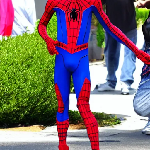 Prompt: jaden smith as spiderman, jaden smith wearing the spiderman suit