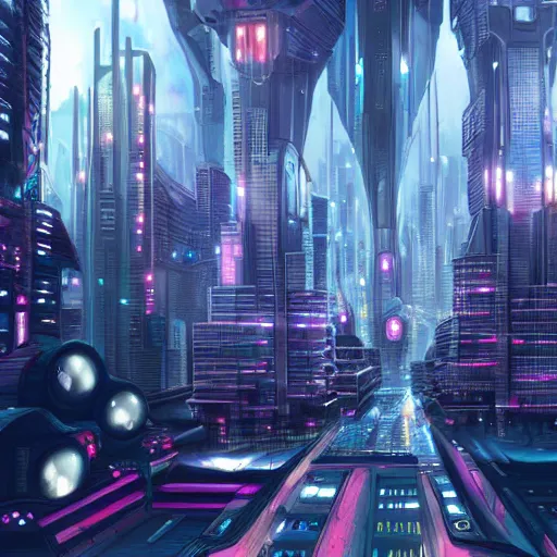 Image similar to a futuristic city, cyber punk