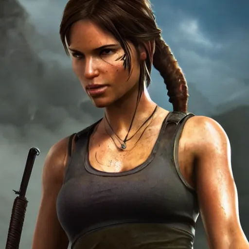 Prompt: lara croft tom raider, highly detailed, photorealistic portrait, bright studio setting, studio lighting, crisp quality and light reflections, unreal engine 5 quality render