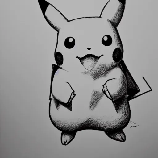 Image similar to pikachu drawing on paper, pencil drawing, global illumination, photorealistic