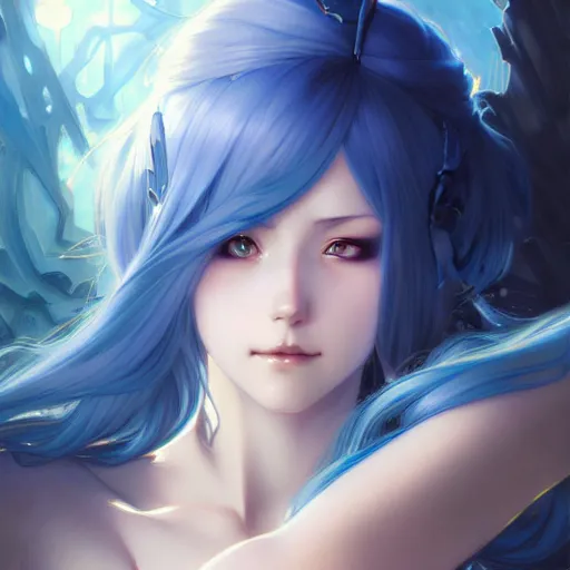ArtStation - Blue Hair Anime Girl Illustration