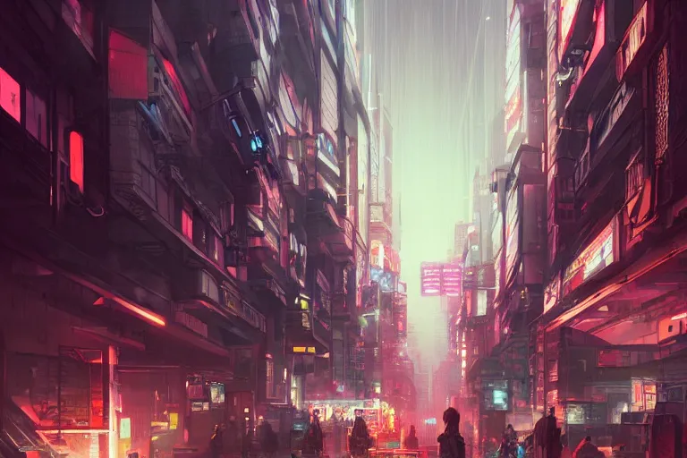 Prompt: cyberpunk street, by wlop, rain, poster, anime key visual, artstation