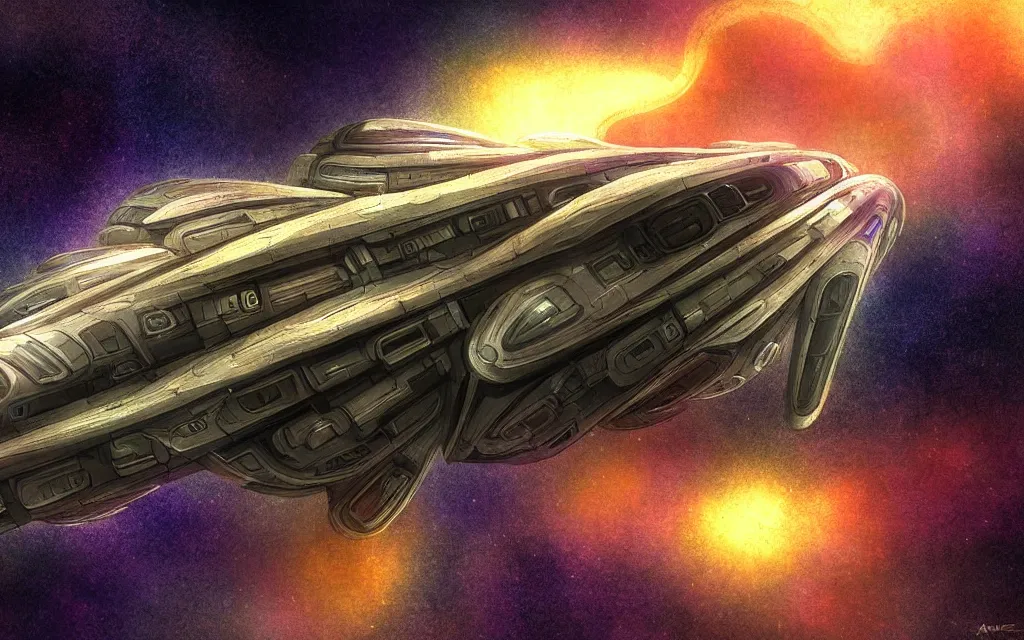 Image similar to a scifi fungal organic spaceship, futurist, award winning digital by art
