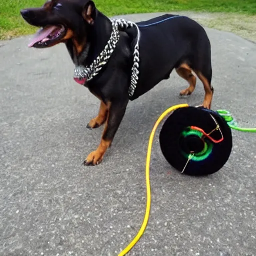 Prompt: yo dog. i heard yo and yo dog like yoyo's, so we put a dog on a yoyo so you can walk yo dog with yo dog yoyo, dog.