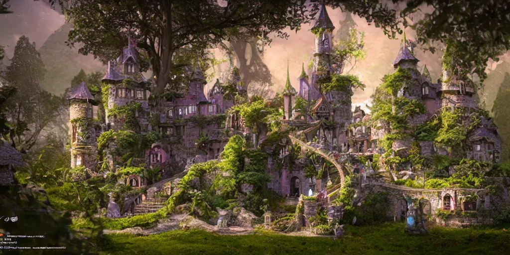 Image similar to a fairy castle, extremely detailed, unreal 5 render, fantasy digital art, octane render, beautiful composition, trending on artstation, award-winning photograph, masterpiece