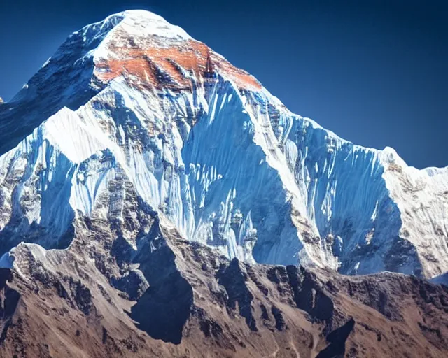 Prompt: 4 k hd, highly detailed photograph of mount everest, shot with sigma f / 4. 2, 2 5 0 mm sharp lens, sharp focus, consistent, highly detailed light refraction, high level texture render