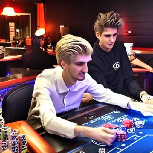 Image similar to gigachad xqc gambling : : realistic : : 1 dslr : : 1 - - quality 2